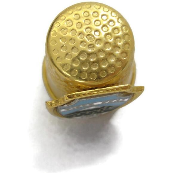 Pike's Peak Colorado Metal Thimble Vintage Gold Tone - Picture 3 of 8